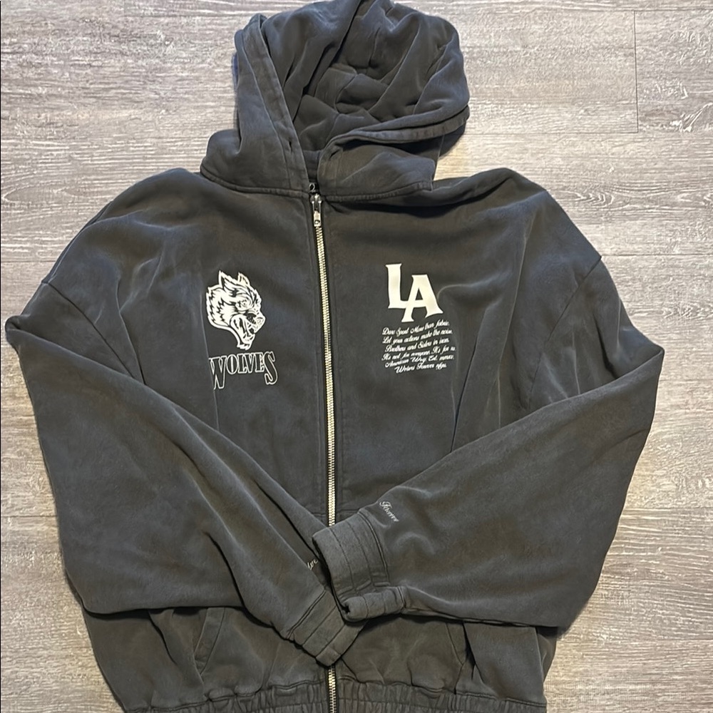 Gray Graphic Zip Up Darc Sport LA Hoodie